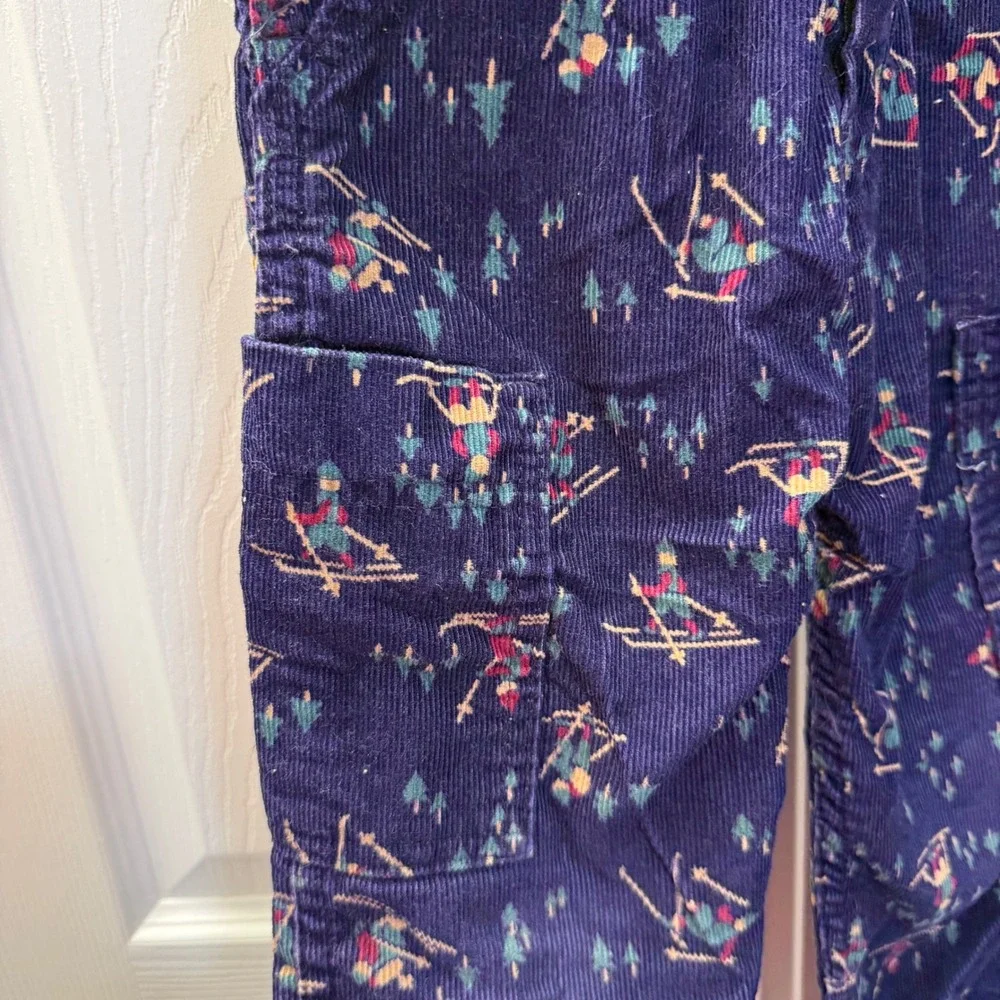 Vtg 80s Oshkosh Bgosh corduroy overalls 5 print ski winter print USA Paper tag